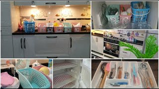 روتين تنظيف المطبخ وحملة ترتيب داخل الكاونتر😉والثلاجة استعدادا لشهر رمضان افكار حلوة بترتيب الاغراض