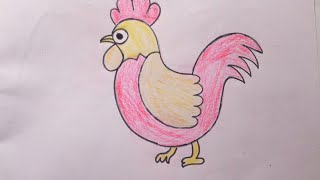 كيفيه رسم ديك خطوة بخطوة بكل سهوله 👍Drawing a rooster is easy