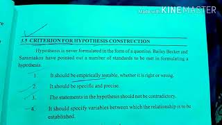 Criterion for construction of hypothesis