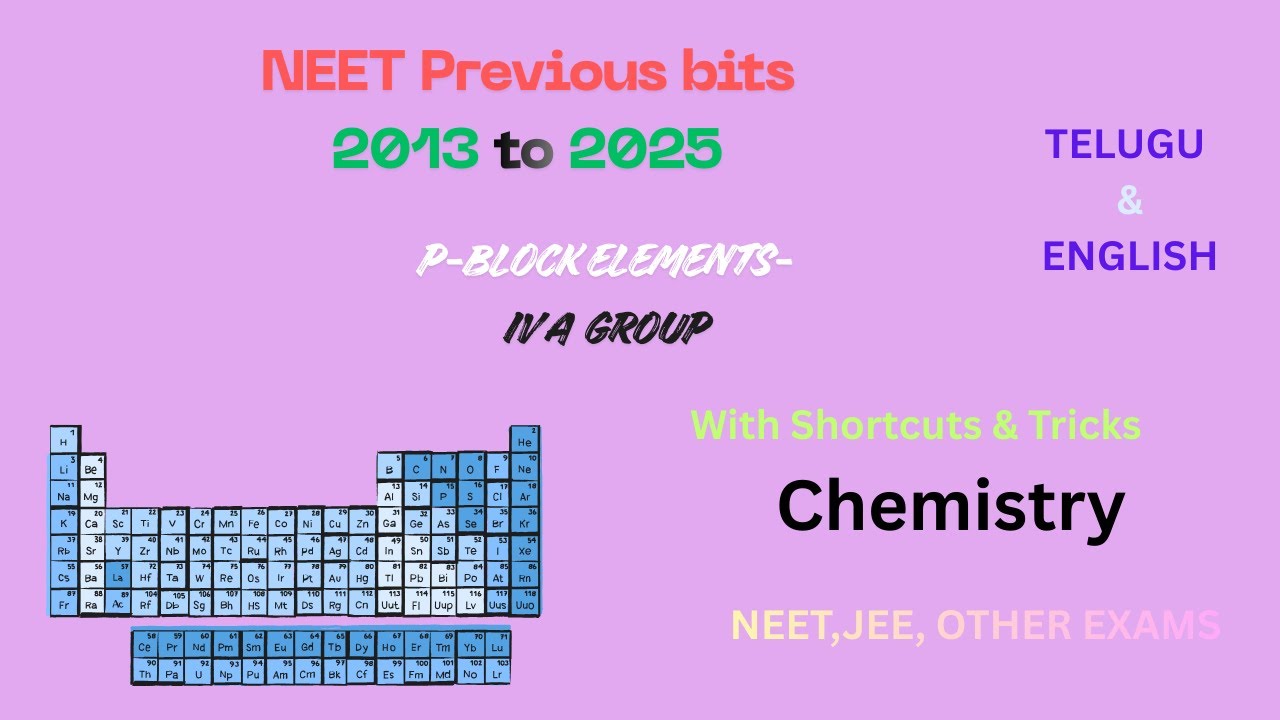 P-BLOCK ELEMENTS-IV-GROUP-ELEMENTS,NEET PYQ 2013 TO 2025