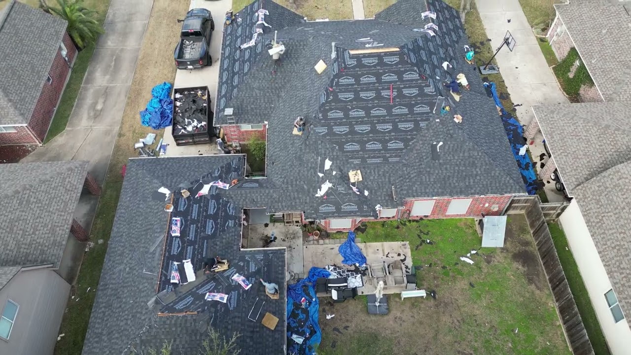 The Meadows Subdivision in League City, Texas Roof Day