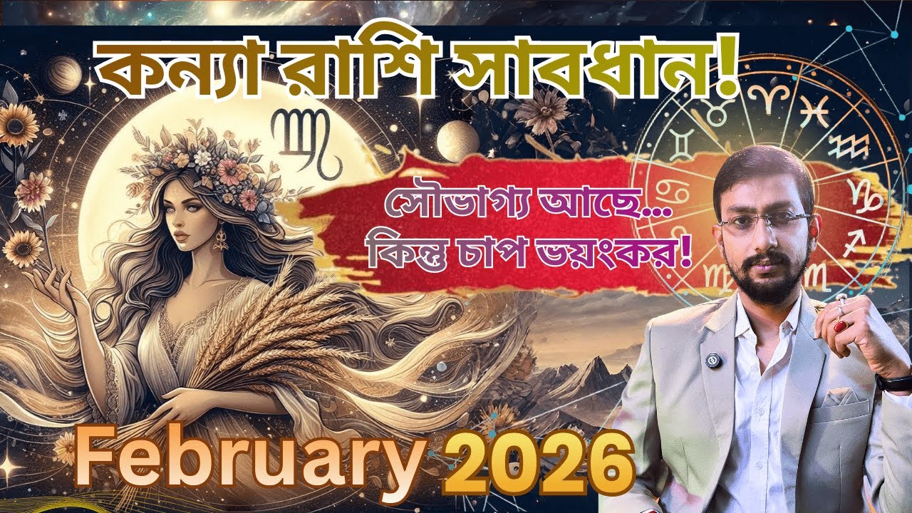 ⚠️ কন্যা রাশি ফেব্রুয়ারি 2026: ব্যবসা-রিলেশনশিপে উন্নতি, পরিবার ও কর্মে চাপ! ৫ ভুলে সর্বনাশ