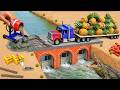 DIY Mini Tractor Builds a Heavy-Duty Bridge with 3 Water Gates Across the River
