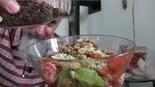 Eating Fruit Salad: Pomegranate Seeds, Kiwi, Persimmons, Hemp Hearts, Mulberries & Cacao Nibs [ASMR]