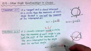 Geometry 10-5: Other Angle Relationships in Circles