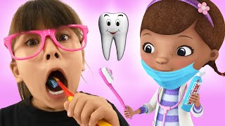 Tooth Fairy Story with Abby Hatcher and Doc Mcstuffins. Pretend play dentist