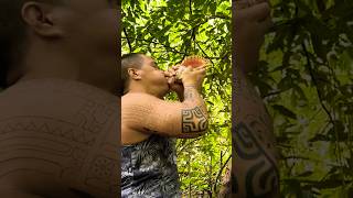 Blowing Seashell Horn in Tahiti