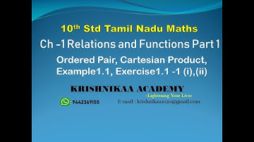 10th Std TN Maths  Ch-1- Ordered Pair, Cartesian Product, Example1.1  Exercise1.1-1(i),(ii)