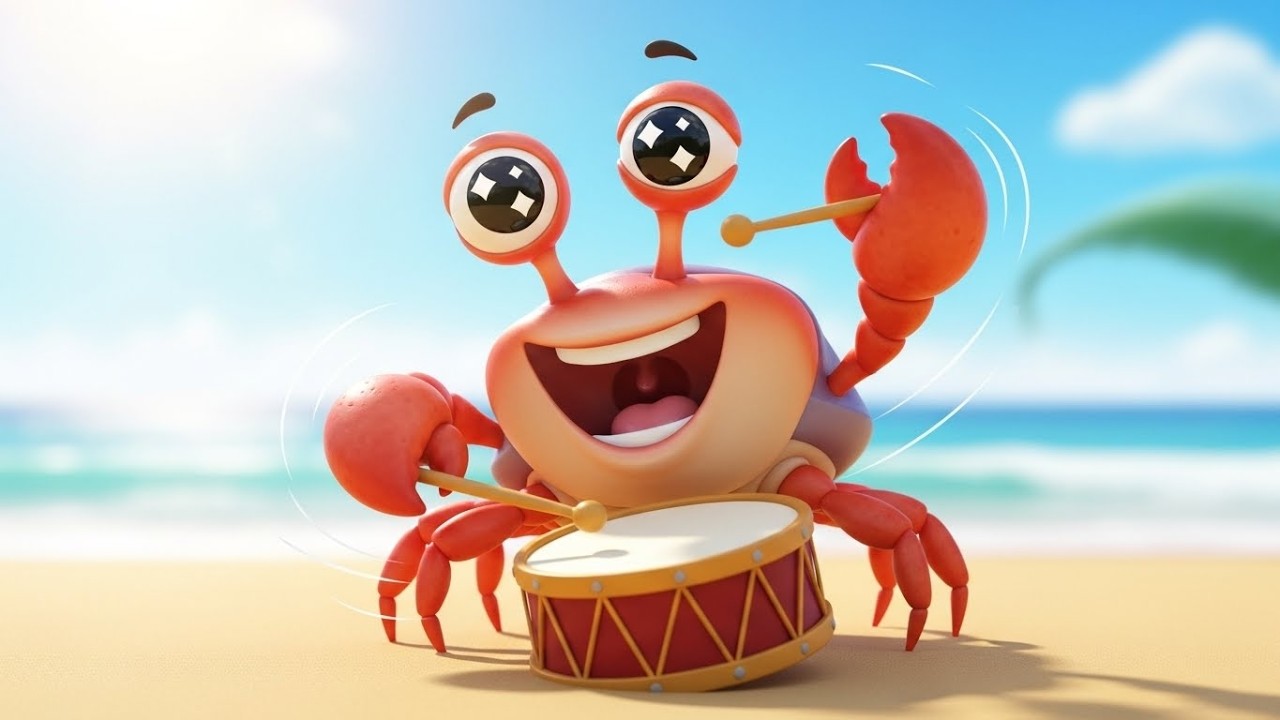 Забавный краб играет на барабане «Бум-Бум» 🦀🥁🌊 | Мультфильм для детей и весёлые приключения