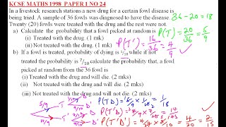 1998 KCSE MATHS  PAPER 1 NO 24 ON PROBABILITY