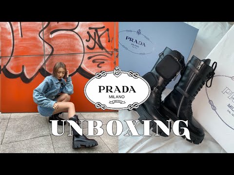선미, 벨라하디드 워커, 프라다 모놀리스 레더부츠 언박싱! (prada monolith leather boots un boxing) pocket leather boots