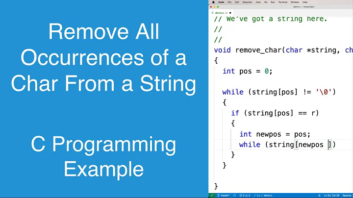 Removing all occurrences of a character from a string | C Programming Example