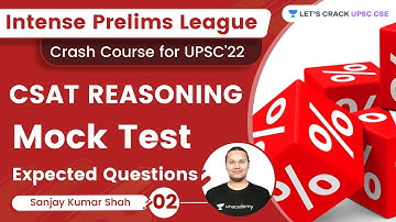 CSAT Reasoning | Mock test-02 | Expected Question | IPL series | UPSC CSE | Sanjay Kumar Shah