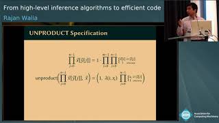 From high level inference algorithms to efficient code