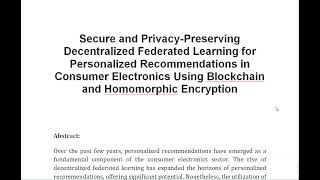 Secure and Privacy Preserving Decentralized Federated Learning for Personalized Recommendations in C