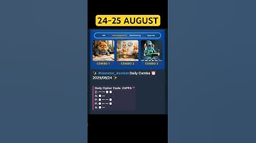 Hamster Daily Cipher & Combo 24 August | Hamster Daily Code | 24 August Hamster Daily Combo & Cipher