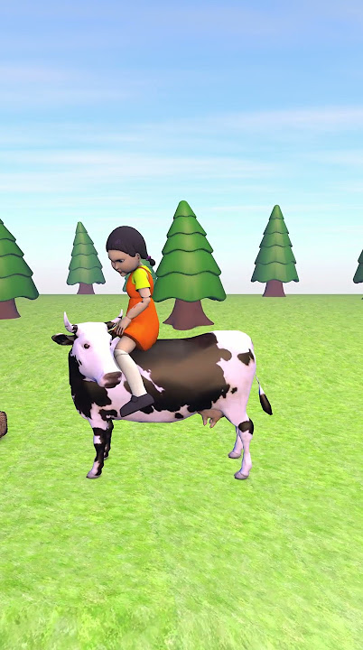 A witch, a doll, and a funny cow