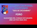 FORO ELECCIONES DEL CONSEJO ESTUDIANTIL COLEGIO NACIONAL NOCTURNO "SEIS DE DICIEMBRE"