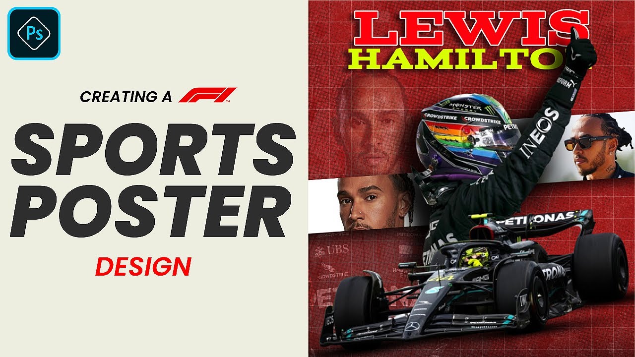 Creating a F1 Sports Design Poster | Photoshop Tutorial | PhotoPea |