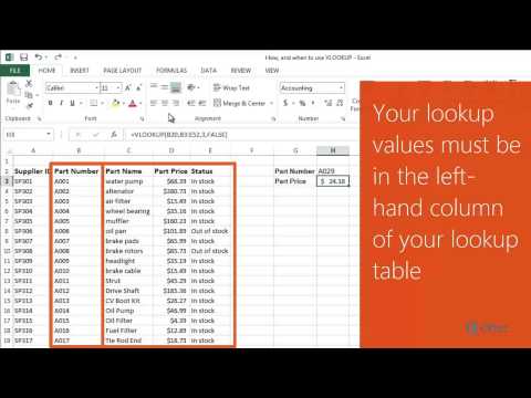 Microsoft Excel 2013 - VLOOKUP in 2013 - The nuts and bolts of VLOOKUP - Video 2 of 4
