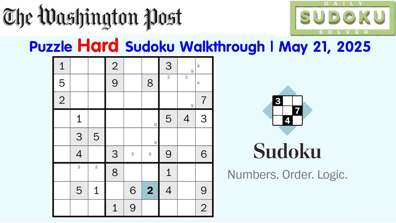The washington post puzzle hard sudoku daily challenge walkthrough