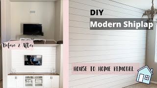 We did DIY Modern Shiplap in our dining room and entertainment center | House to Home 🏠