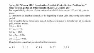 Exam MLC exercise for June 30, 2017
