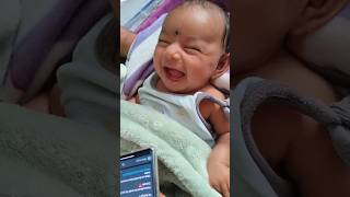 15days baby reaction to her crying sound 🥰♥️#sweetmemories #cutebaby #newbornbaby