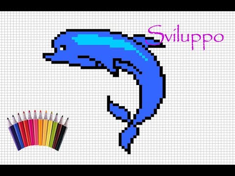 Дельфин рисовать по клеточкам