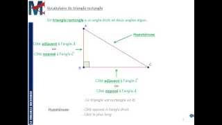 3ème - LE TRIANGLE RECTANGLE - Côtés opposé et adjacent