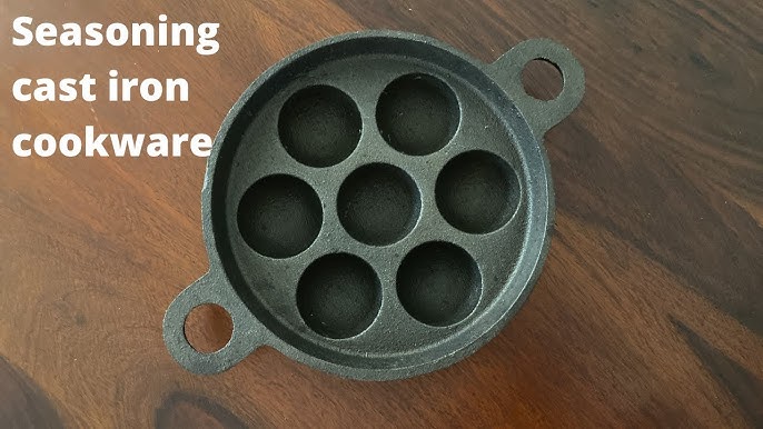  Meyer Pre Seasoned Cast Iron 7 Cavity Appam Patra Paniyarakkal, Paniyaram, Appam Pan, Pan Cake Maker, Appam Maker, Ponganal Maker, Kuzhi Paniyaram