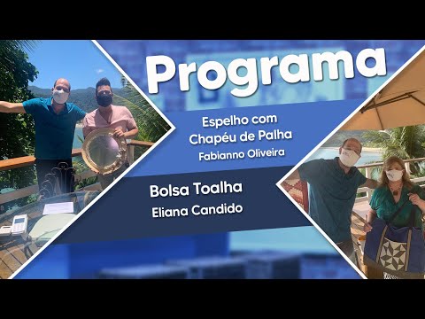 ESPELHO COM CHAPÉU DE PALHA e BOLSA TOALHA