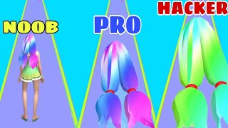 NOOB VS PRO VS HACKER in Hair Run-Makeover Rush Challenge screenshot 2