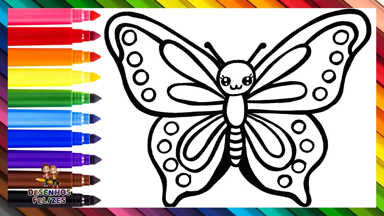 Desenhar E Colorir Uma Borboleta Arco íris Fofo 🦋🌈 Desenhos Para Crianças  [667275], image size:1280x720