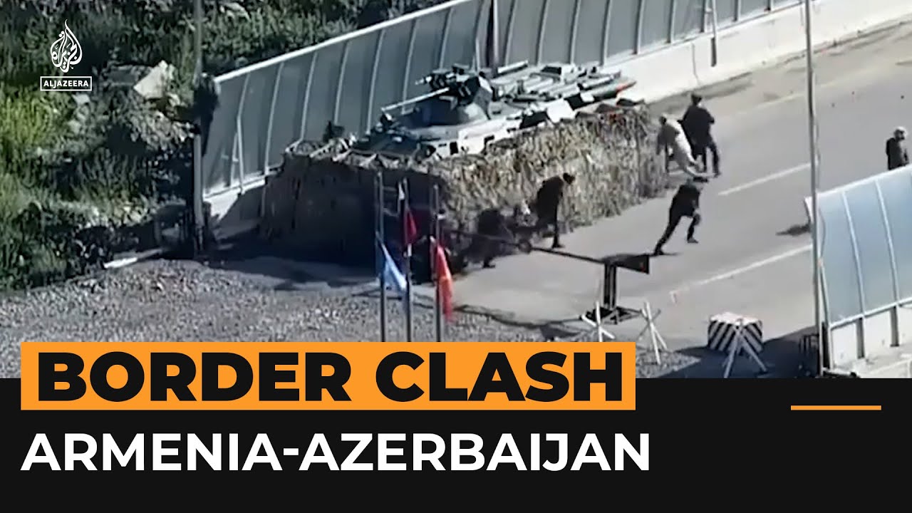 ⁣Moment Armenians shoot at Azerbaijani guards over flag | Al Jazeera Newsfeed