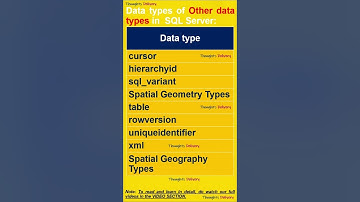 Data types of Other data types in  SQL Server. #shorts