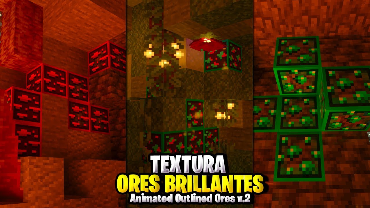 TEXTURA DE ORES BRILLANTES Para MINECRAFT PE 1 19 Animated Outlined Textura de ores brillantes para minecraft pe 1 19 animated outlined