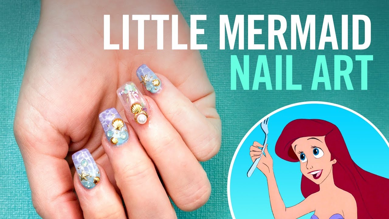 Little Mermaid Aquarium Nails TIPS Disney Style - YouTube Little Mermaid Aquarium Nails | TIPS | Disney Style - Little Mermaid Aquarium Nails TIPS Disney Style - YouTube