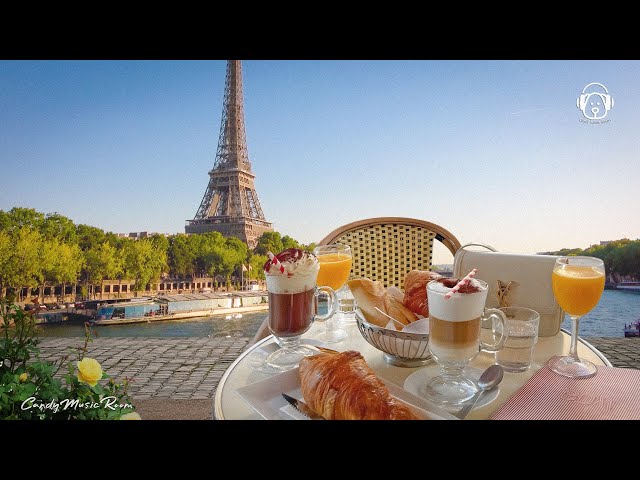 A Sunny Day 🥐 Paris Cafe Ambience & Smooth Jazz Playlist to Study, Work, Outdoor Coffee Shop ASMR class=