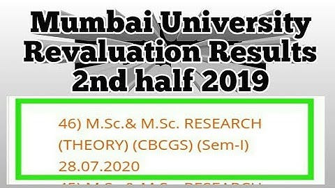 Mumbai university Revaluation result || 2nd half 2019 || Msc sem 1