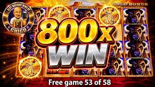 Over 50 Free Games TWICE! 800x on Buffalo Gold Slot Machine screenshot 1
