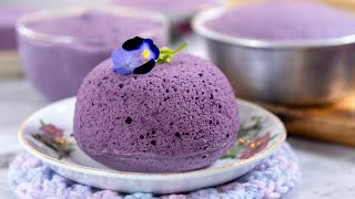 蒸紫薯小蛋糕 | 天然色素、无泡打粉苏打粉 💜 Purple Sweet Potato Steamed Cupcakes | No Baking Powder & Soda [小雁/我的爱心食谱]