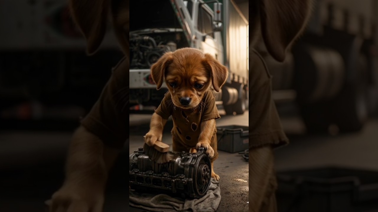 puppy gadi ki engine saaf karte hue 😭