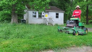 HoA Unhappy with Neglected Overgrown Empty Home Gets First Mow of the Season
