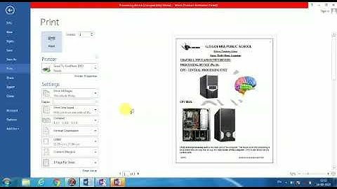 Grade 4 Printing a document in Ms  Word  Computer Dated 17 08 2020