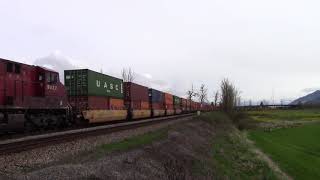 Very Long Cp Train Cp 199 Intermodal Matsqui Jct. Bc Canada 18Apr18 Ac4400Cw 8529 Leading
