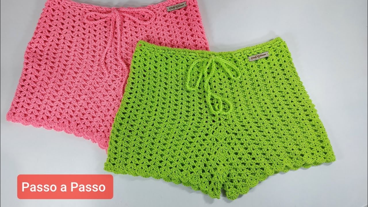 Short de Crochê para Praia Neon - Passo a Passo Prof.Neddy Ghusmam 