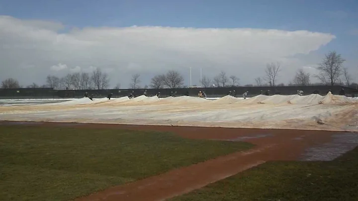 Tiffin University baseball team clearing snow on H...
