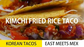 Kimchi fried rice taco ? East meets Mex!  Korean and mexican food fusion!