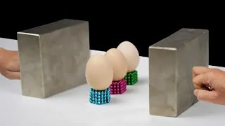 Double Monster Magnets vs 3 eggs in slow motion  ( satisfaction 130%)